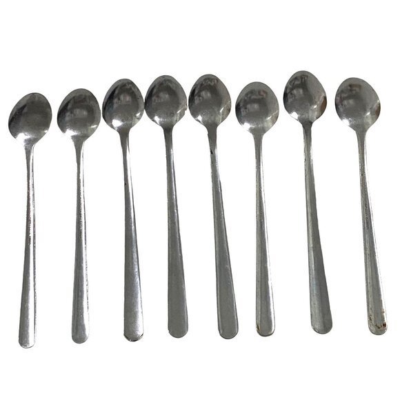 Royal Chicago Stainless Steel China Teaspoon Lot of 8 Art Deco Dining Kitchen - Picture 4 of 6